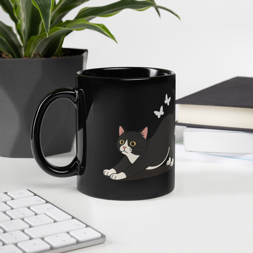 Black Glossy Cat-Cow Mug