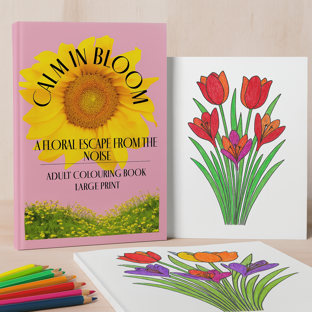 Calm In Bloom Adult Colouring Book (Large Print): A Mindful Escape for Flower Lovers - Paperback