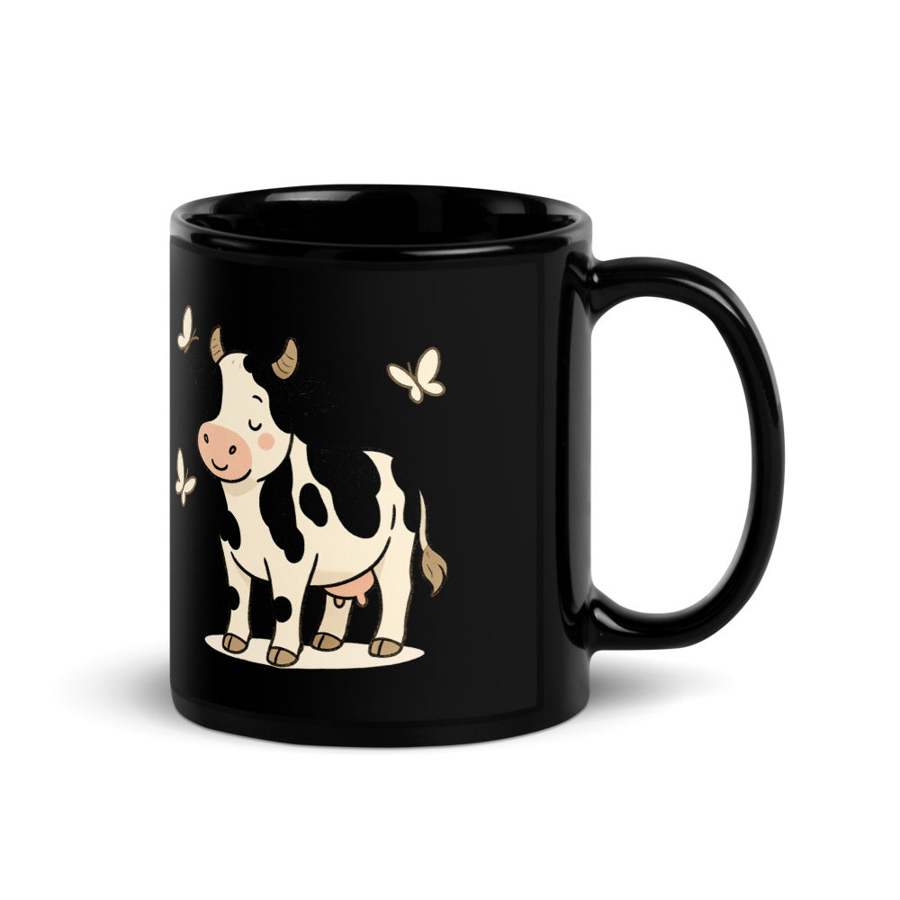 Black Glossy Cat-Cow Mug